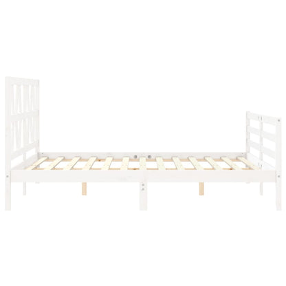 Bed Frame With Headboard White King Size Solid Wood