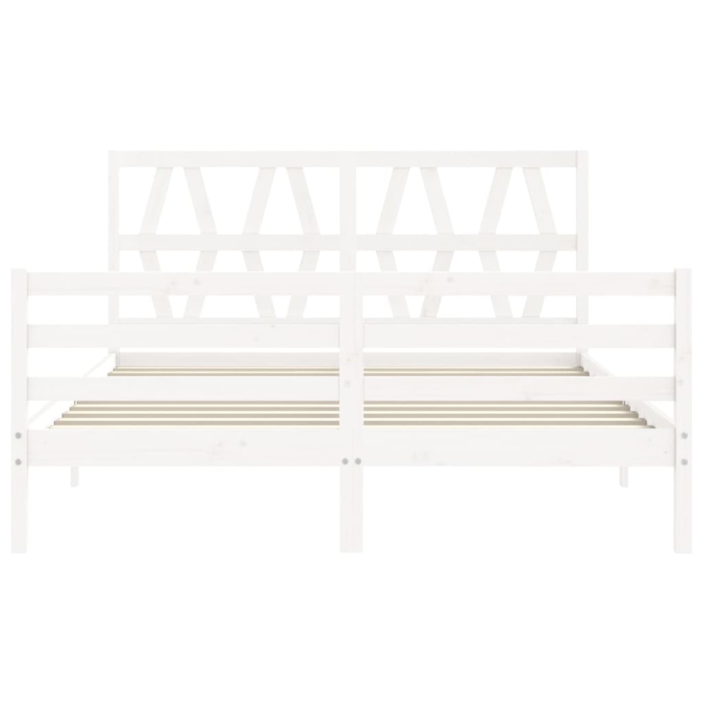 Bed Frame With Headboard White King Size Solid Wood