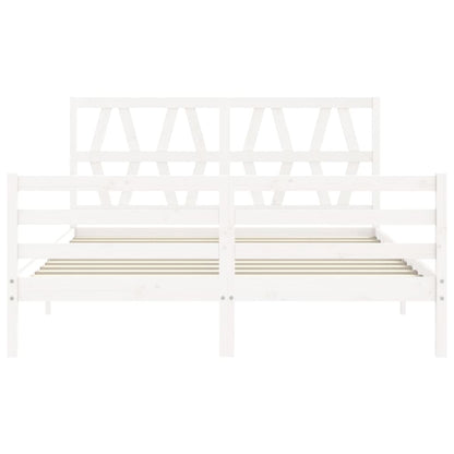 Bed Frame With Headboard White King Size Solid Wood