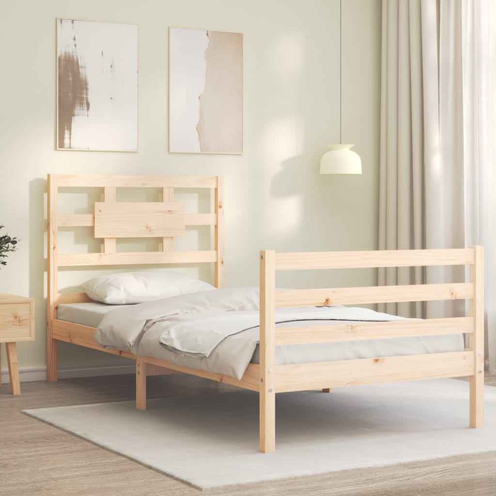 Bed Frame With Headboard Single Solid Wood