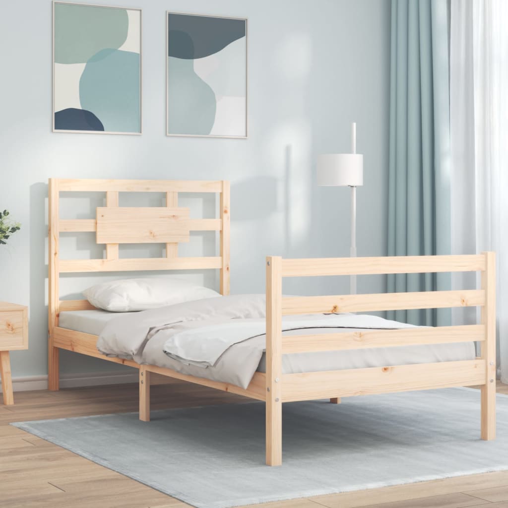 Bed Frame With Headboard Single Solid Wood