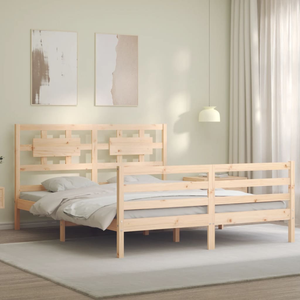 Bed Frame With Headboard King Size Solid Wood