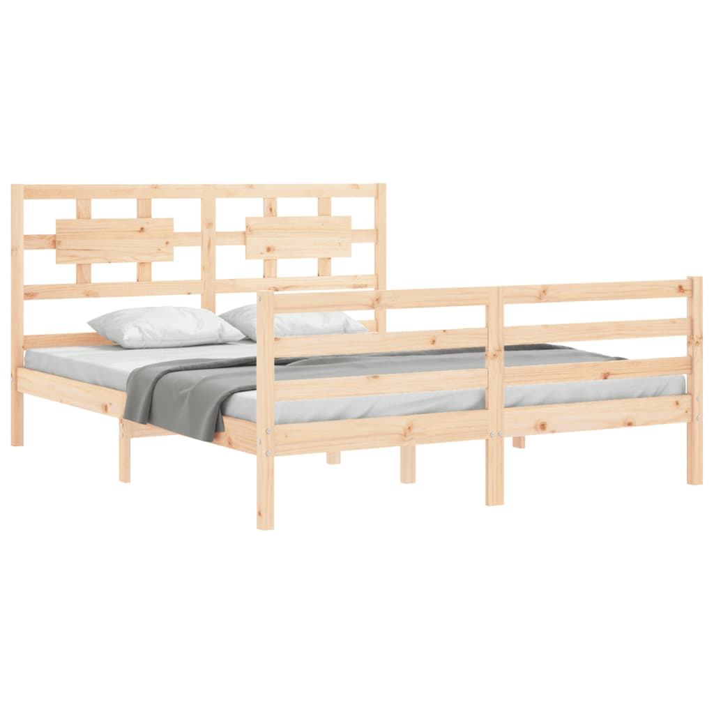 Bed Frame With Headboard King Size Solid Wood