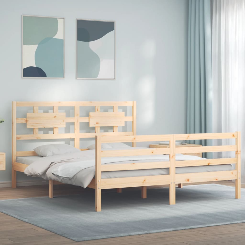 Bed Frame With Headboard King Size Solid Wood