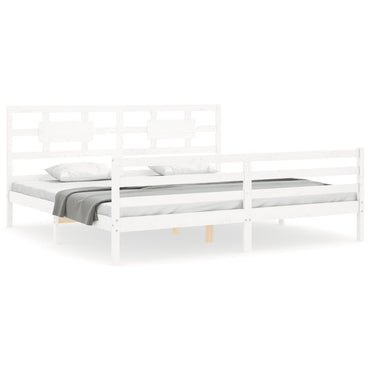 Bed Frame With Headboard White Super King Size Solid Wood