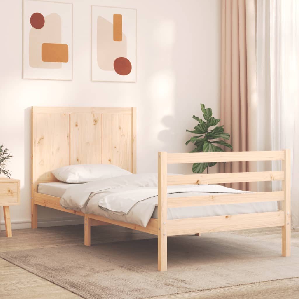 Bed Frame With Headboard Single Solid Wood