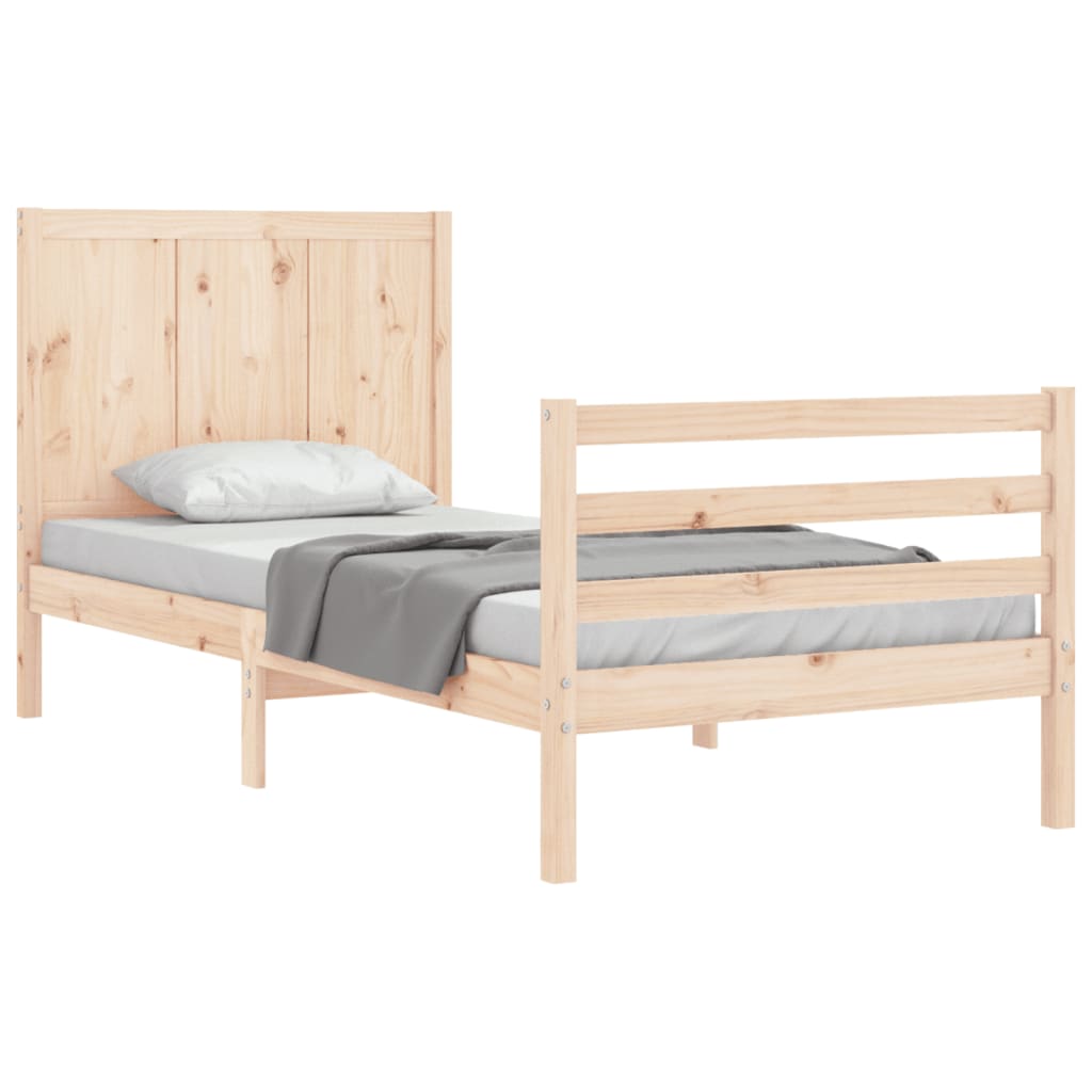 Bed Frame With Headboard Single Solid Wood