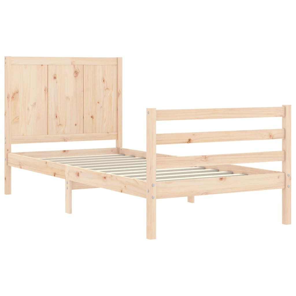 Bed Frame With Headboard Single Solid Wood