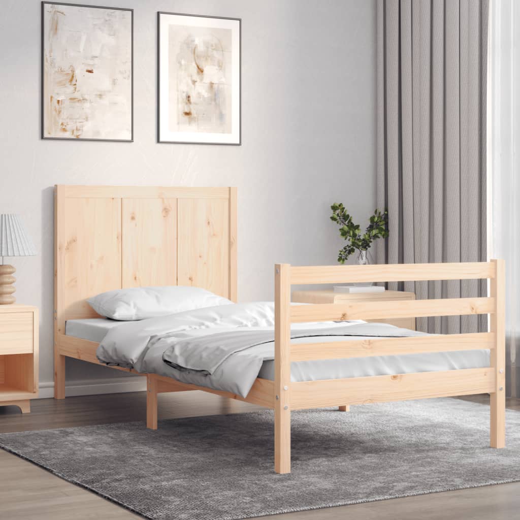 Bed Frame With Headboard Single Solid Wood