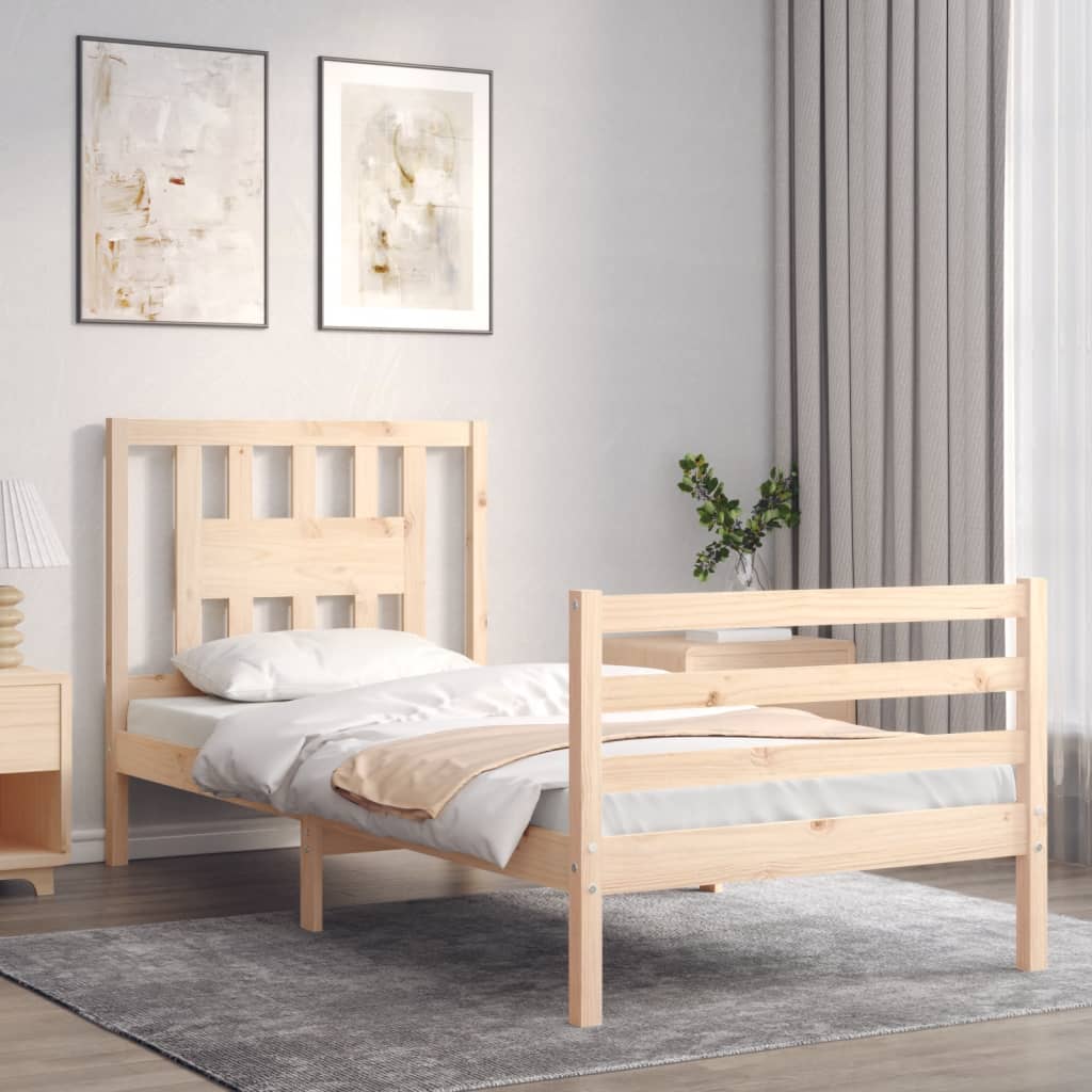 Bed Frame With Headboard Single Solid Wood