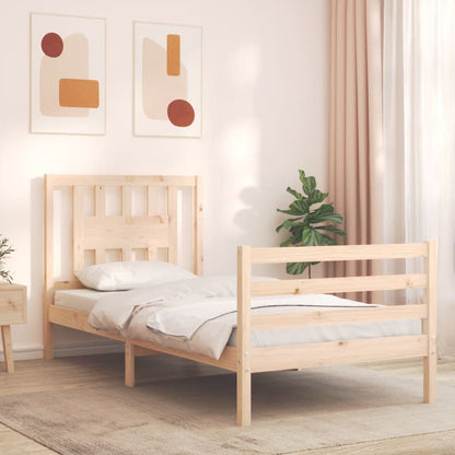 Bed Frame With Headboard Single Solid Wood