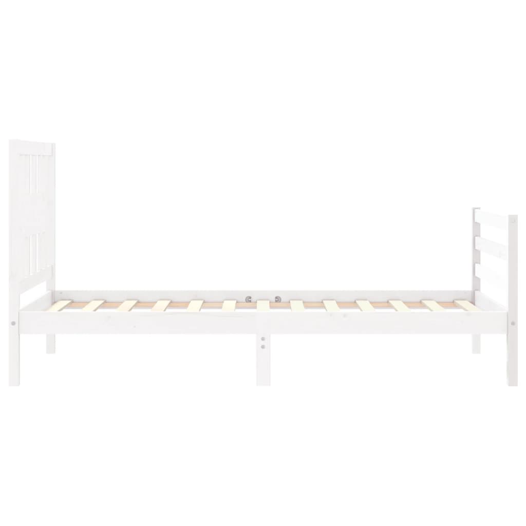 Bed Frame With Headboard White Single Solid Wood