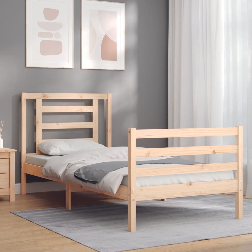 Bed Frame With Headboard Single Solid Wood