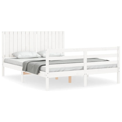 Bed Frame With Headboard White King Size Solid Wood