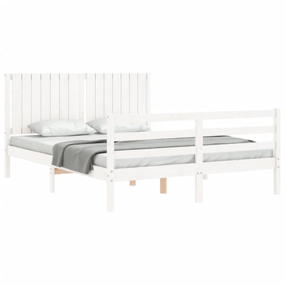 Bed Frame With Headboard White King Size Solid Wood