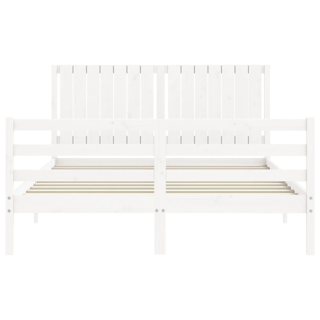 Bed Frame With Headboard White King Size Solid Wood