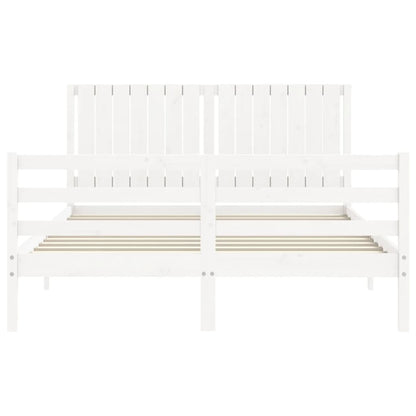 Bed Frame With Headboard White King Size Solid Wood