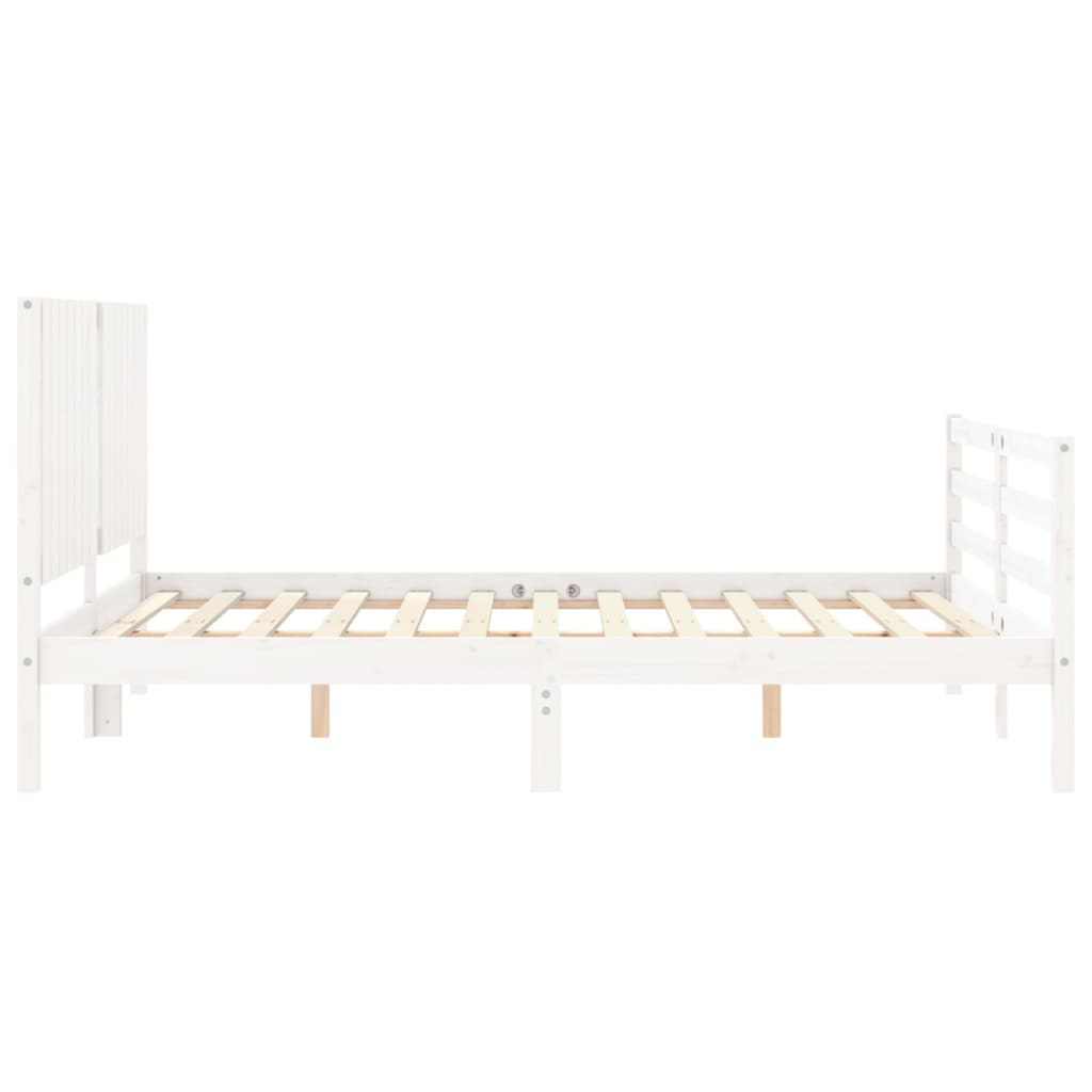 Bed Frame With Headboard White King Size Solid Wood