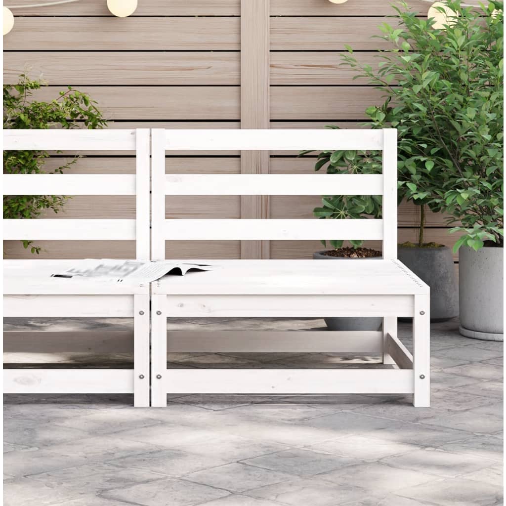 Garden Sofa Armless White 70X70X67 Cm Solid Wood Pine