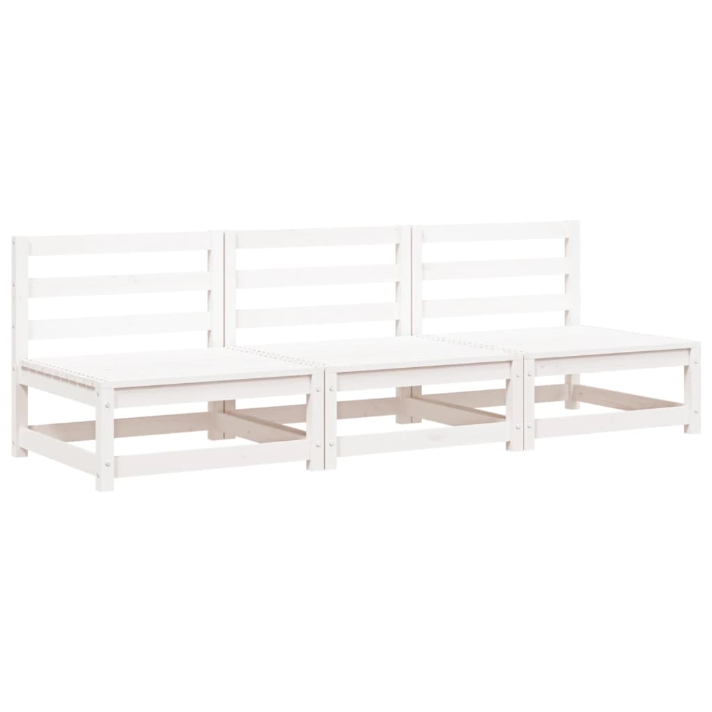 Garden Sofas Armless 3 Pcs White 70X70X67 Cm Solid Wood Pine