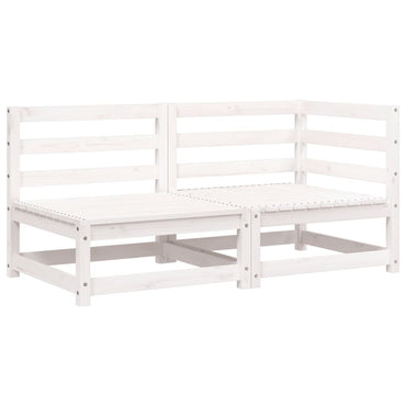 Garden Sofa 2-Seater White Solid Wood Pine