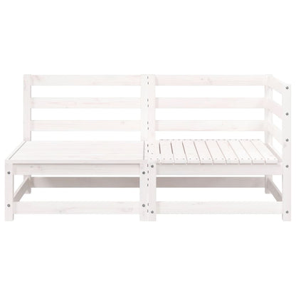 Garden Sofa 2-Seater White Solid Wood Pine