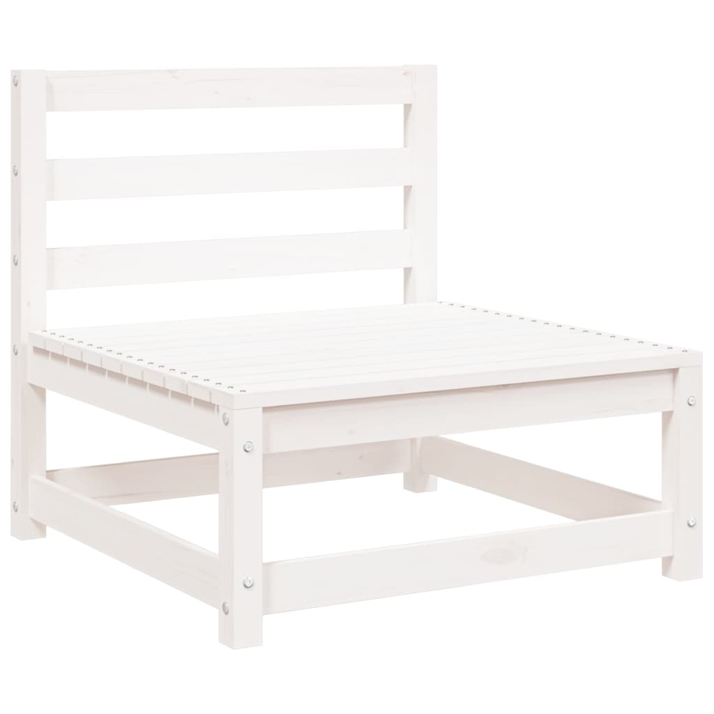 Garden Sofa 2-Seater White Solid Wood Pine