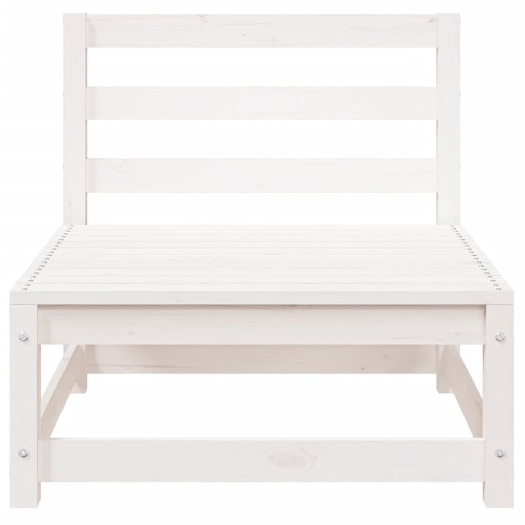 Garden Sofa 2-Seater White Solid Wood Pine