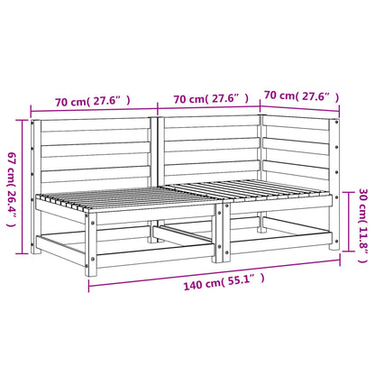 Garden Sofa 2-Seater White Solid Wood Pine