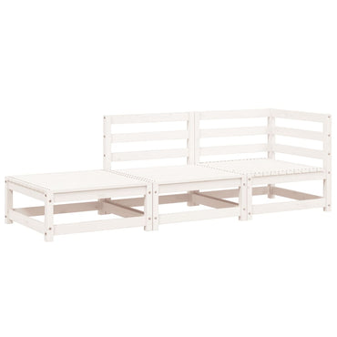 Garden Sofa With Footstool 2-Seater White Solid Wood Pine