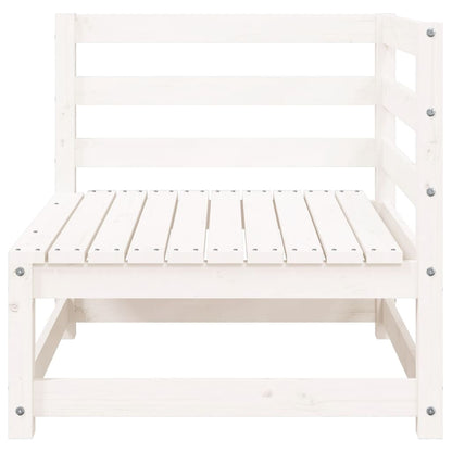 Garden Sofa With Footstool 2-Seater White Solid Wood Pine