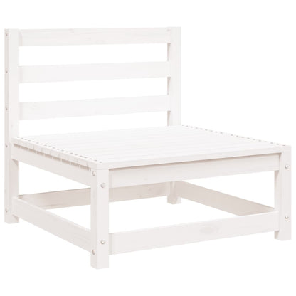 Garden Sofa With Footstool 2-Seater White Solid Wood Pine