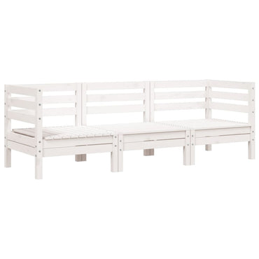 Garden Sofa 3-Seater White Solid Wood Pine