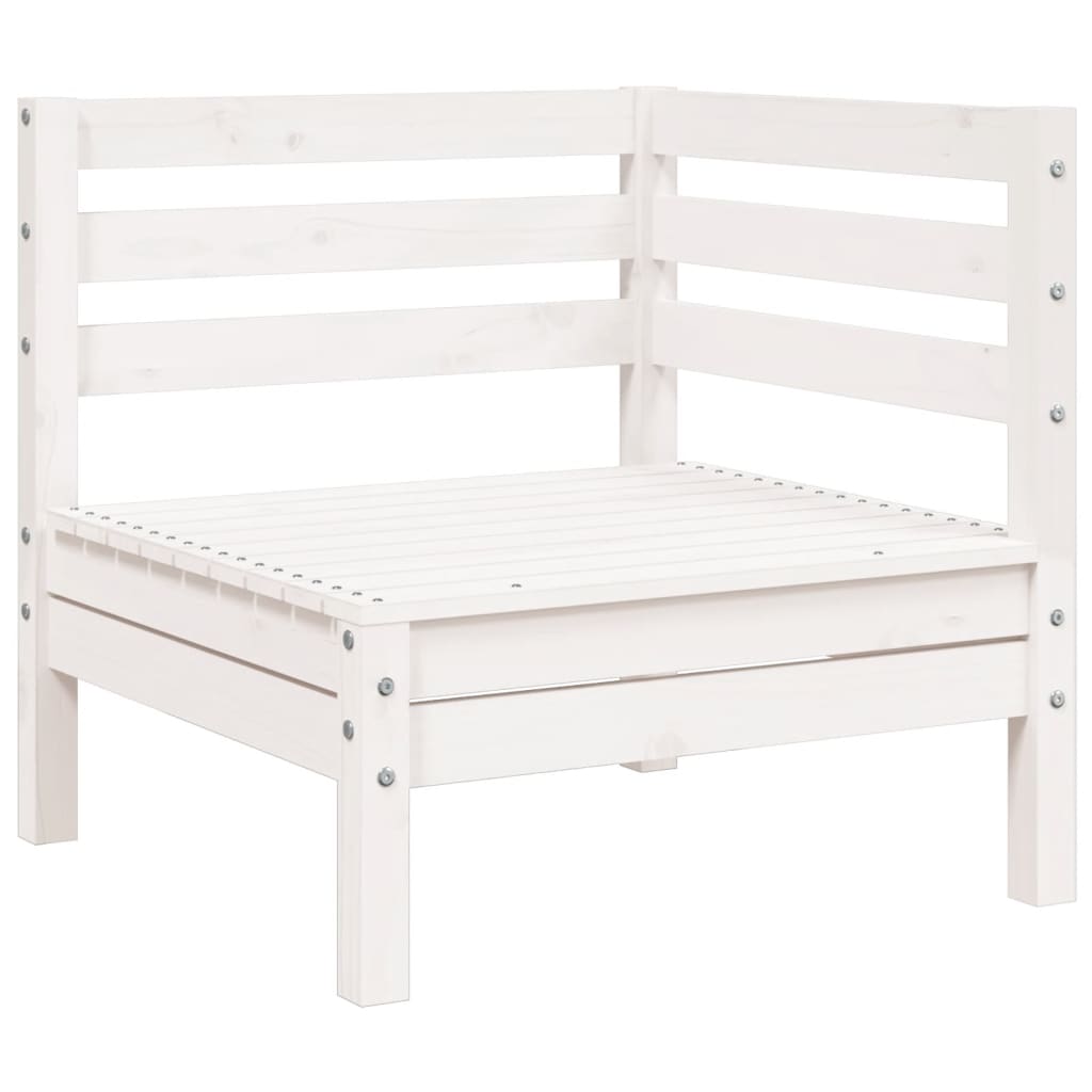 Garden Sofa 3-Seater White Solid Wood Pine