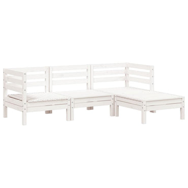 Garden Sofa 3-Seater With Footstool White Solid Wood Pine