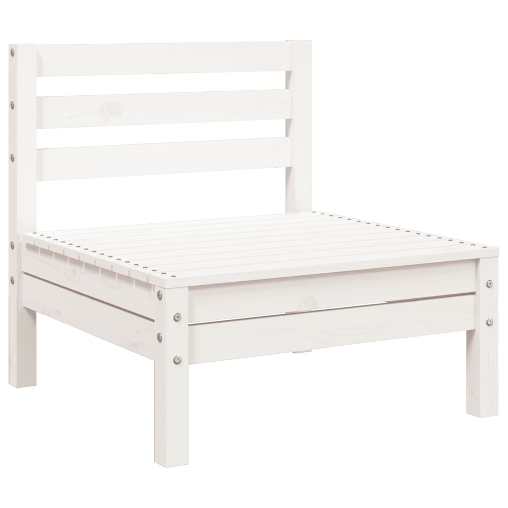 Garden Sofa 3-Seater With Footstool White Solid Wood Pine