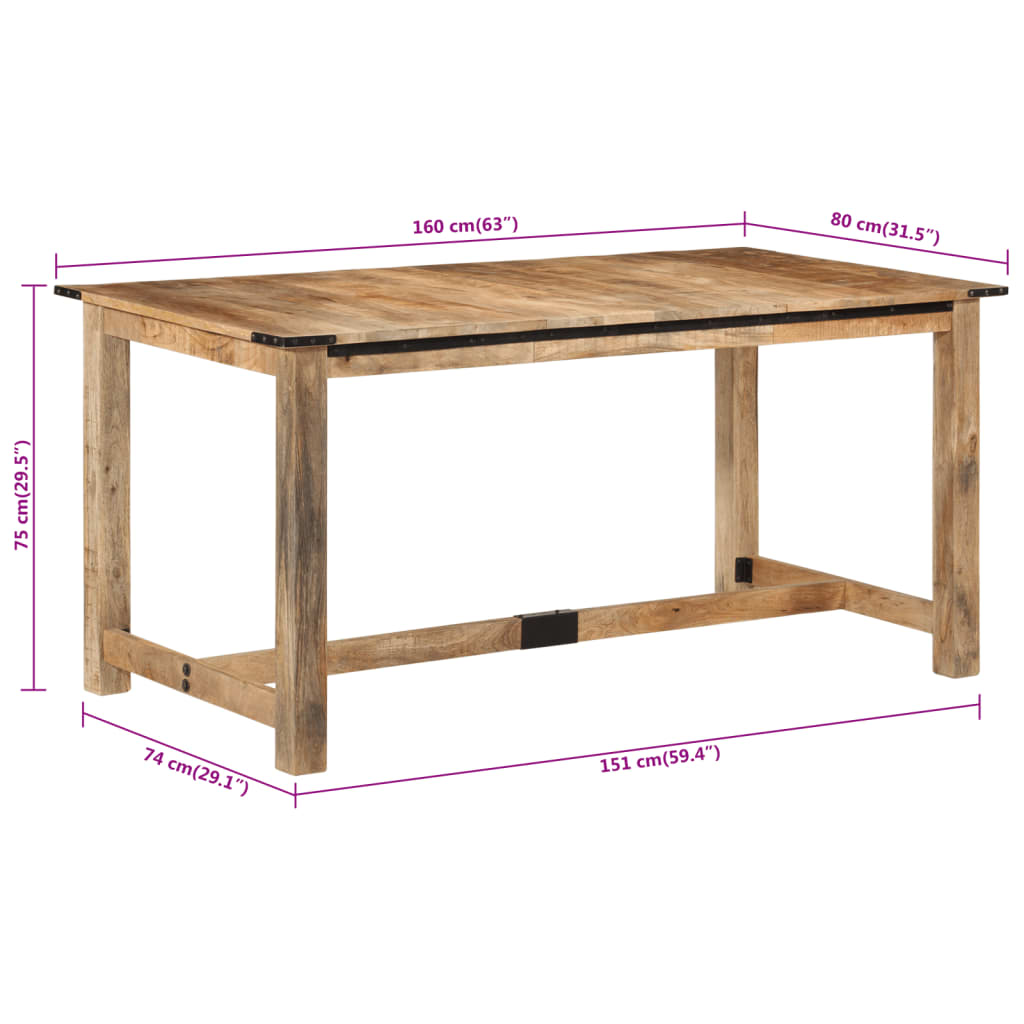 Dining Table 160X80X75 Cm Solid Wood Mango