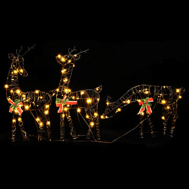 Christmas Decoration Reindeer Family 90 Leds Warm White Rattan