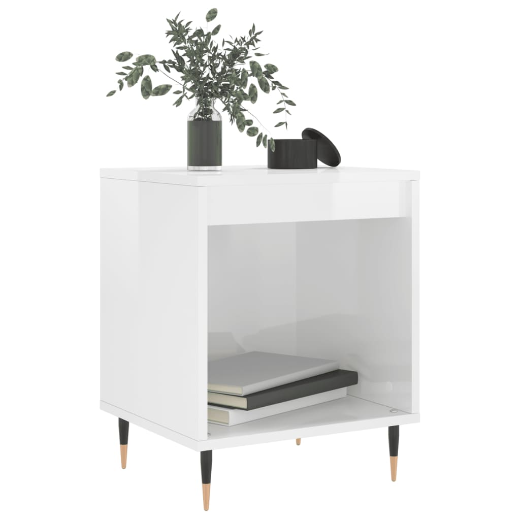 Bedside Cabinet High Gloss White 40X35X50 Cm Engineered Wood