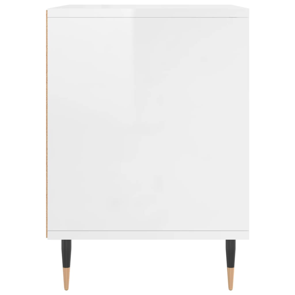 Bedside Cabinet High Gloss White 40X35X50 Cm Engineered Wood