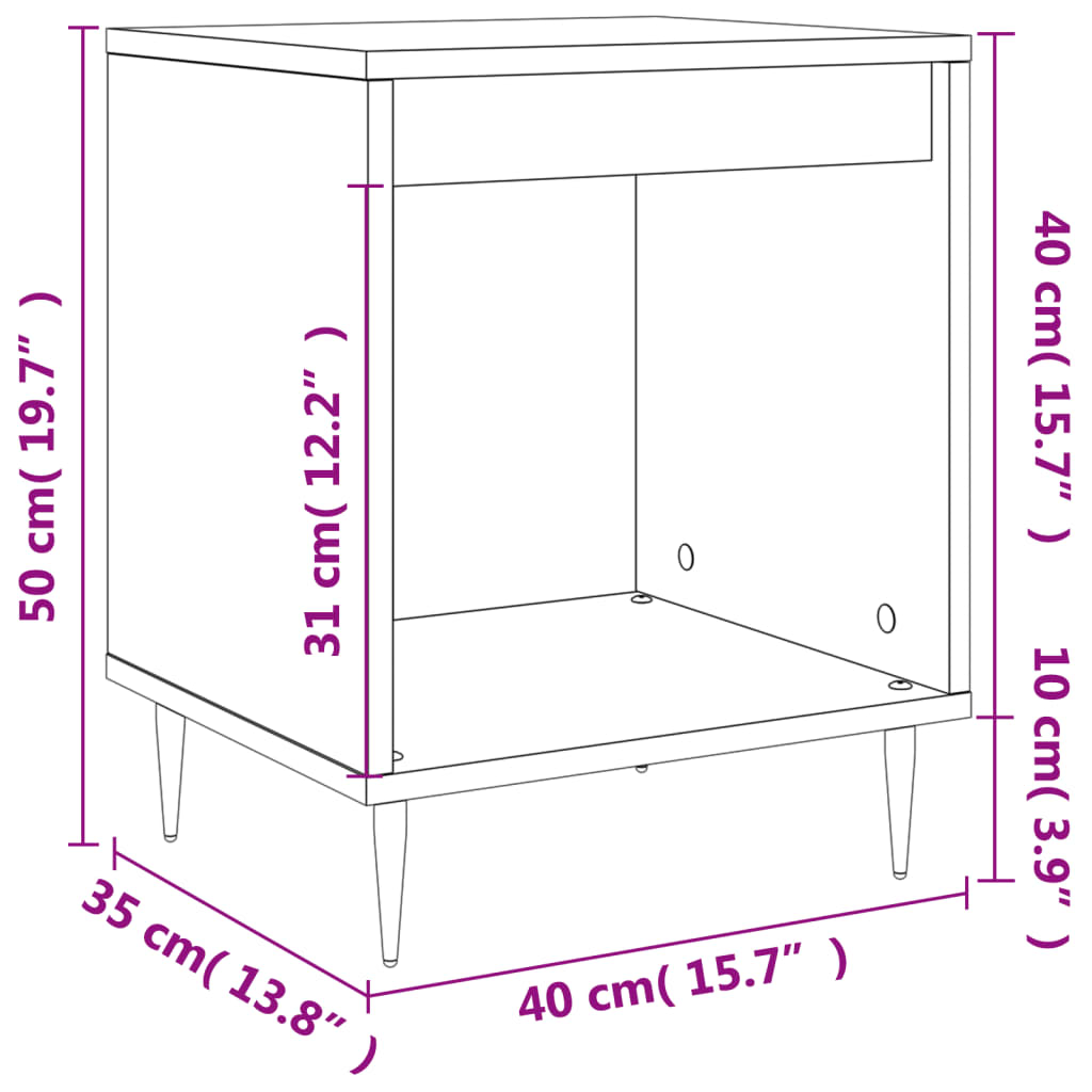 Bedside Cabinet High Gloss White 40X35X50 Cm Engineered Wood