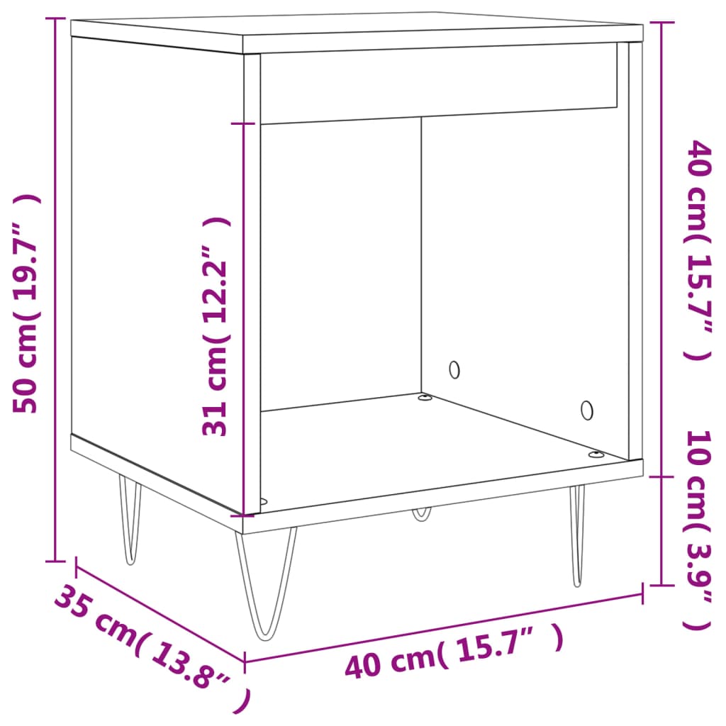 Bedside Cabinet White 40X35X50 Cm Engineered Wood