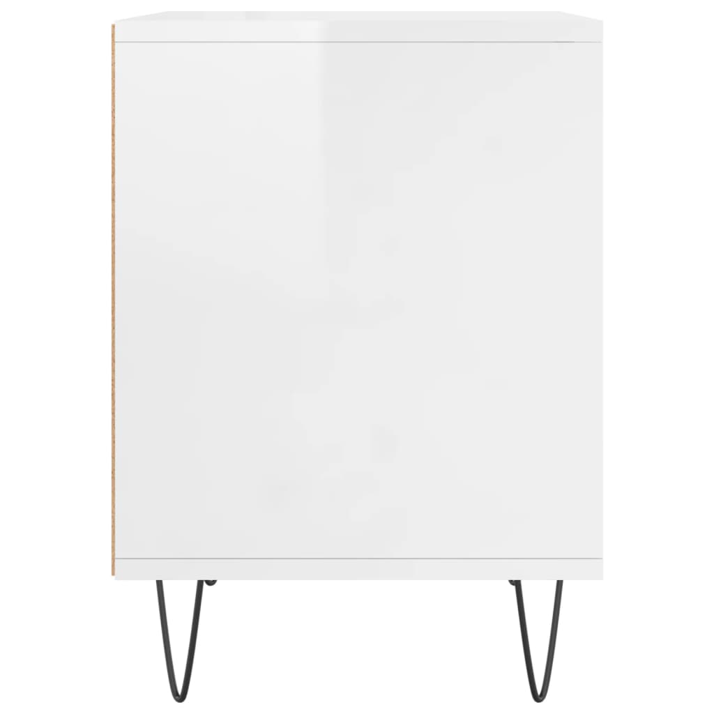 Bedside Cabinet High Gloss White 40X35X50 Cm Engineered Wood