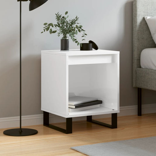 Bedside Cabinet High Gloss White 40X35X50 Cm Engineered Wood