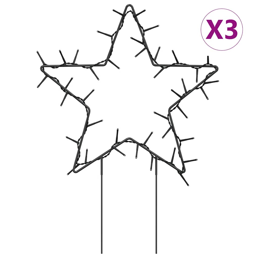 Christmas Light Decorations With Spikes 3 Pcs Star 50 Leds 29 Cm