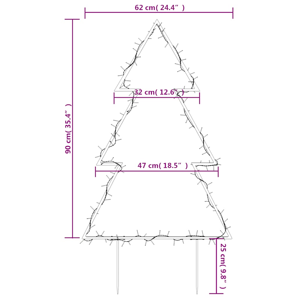 Christmas Light Decoration With Spikes Tree 115 Leds 90 Cm