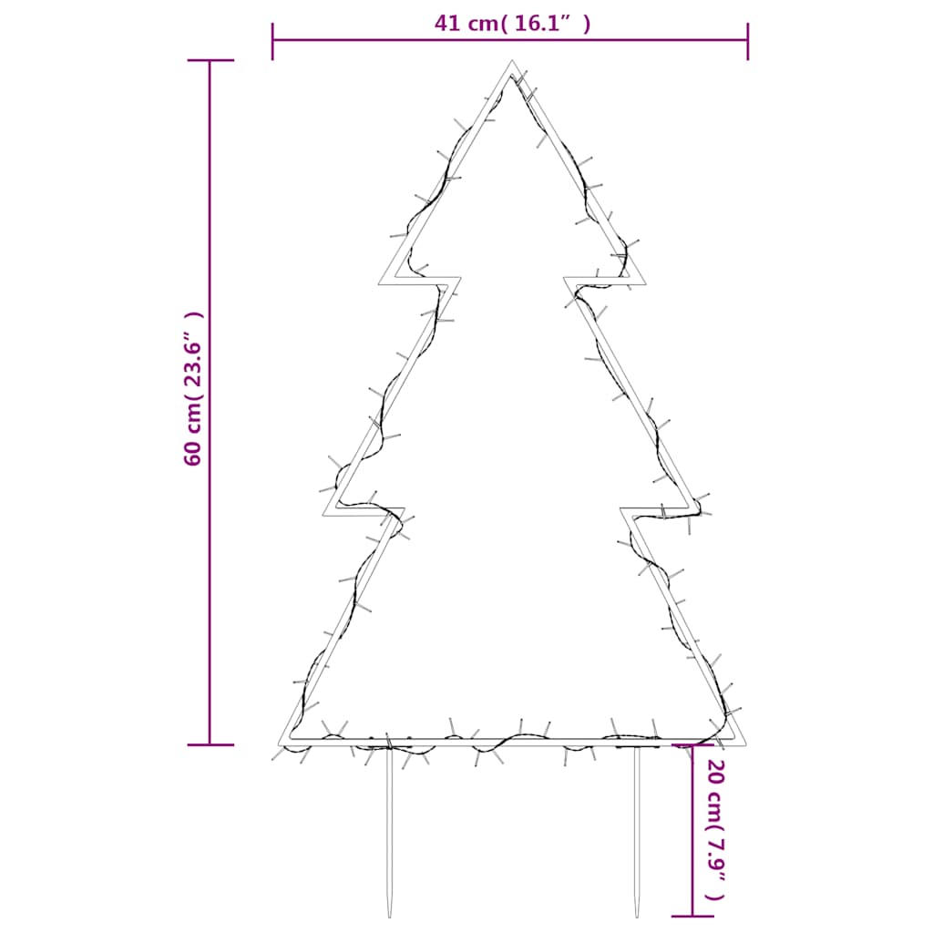 Christmas Light Decoration With Spikes Tree 80 Leds 60 Cm