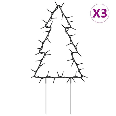 Christmas Light Decorations With Spikes 3 Pcs Tree 50 Leds 30 Cm