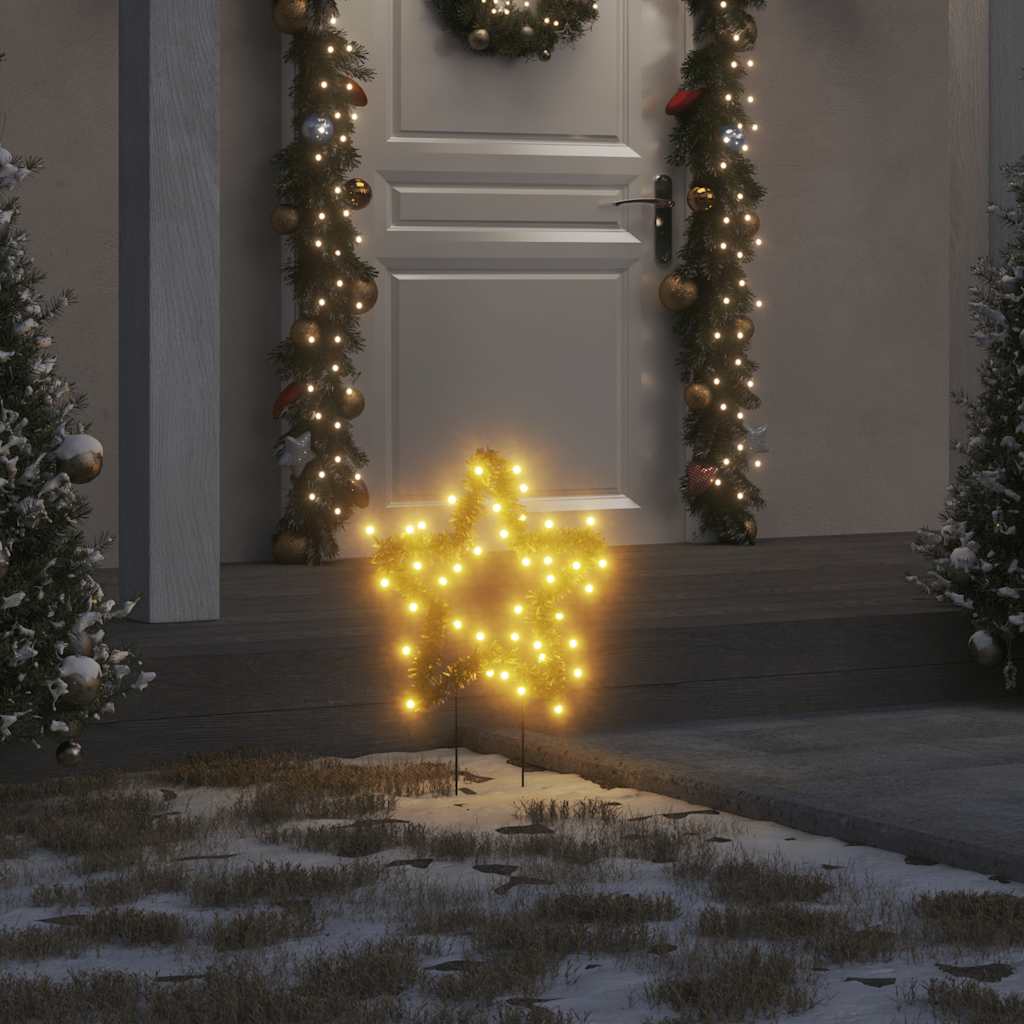 Christmas Light Decorations With Spikes 3 Pcs Star 50 Leds 29 Cm