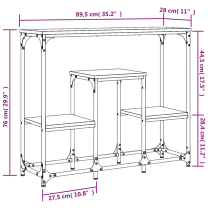 Console Table Black 89.5X28X76 Cm Engineered Wood